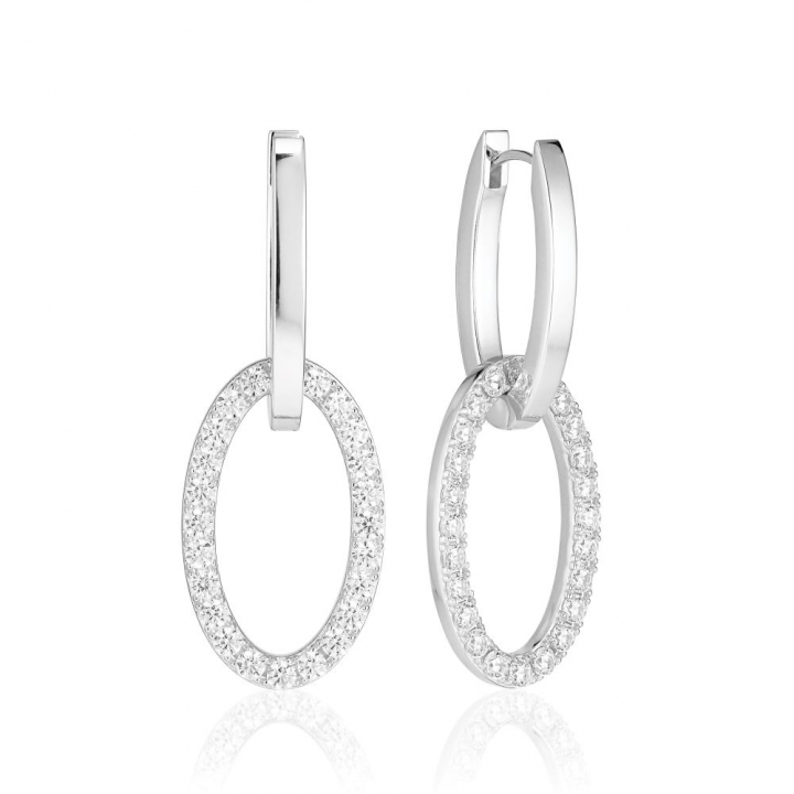 Ellisse Due - med vita zirkoner Earring in the group Earrings / Silver Earrings at SCANDINAVIAN JEWELRY DESIGN (SJ-E2310-CZ)