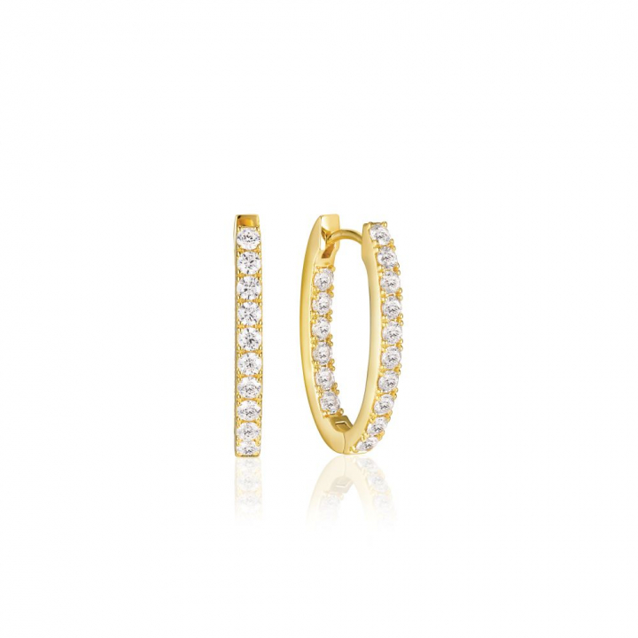 Ellisse Piccolo - 18k Goldpläterade, med vita zirkoner Earring in the group Earrings / Gold Earrings at SCANDINAVIAN JEWELRY DESIGN (SJ-E2312-CZ-YG)