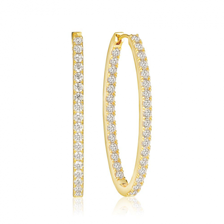 Ellisse Medio - 18k Goldpläterade, med vita zirkoner Earring in the group Earrings / Gold Earrings at SCANDINAVIAN JEWELRY DESIGN (SJ-E2313-CZ-YG)