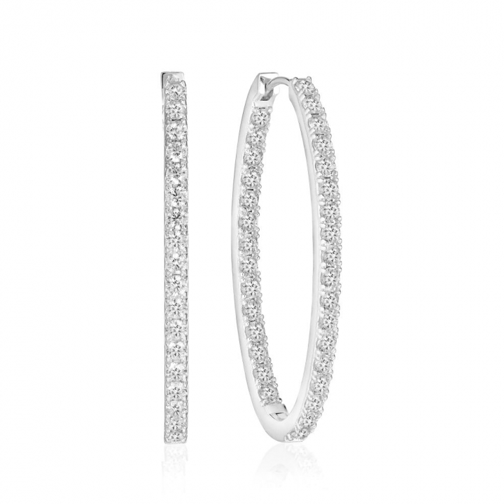 Ellisse Medio - med vita zirkoner Earring in the group Earrings / Silver Earrings at SCANDINAVIAN JEWELRY DESIGN (SJ-E2313-CZ)