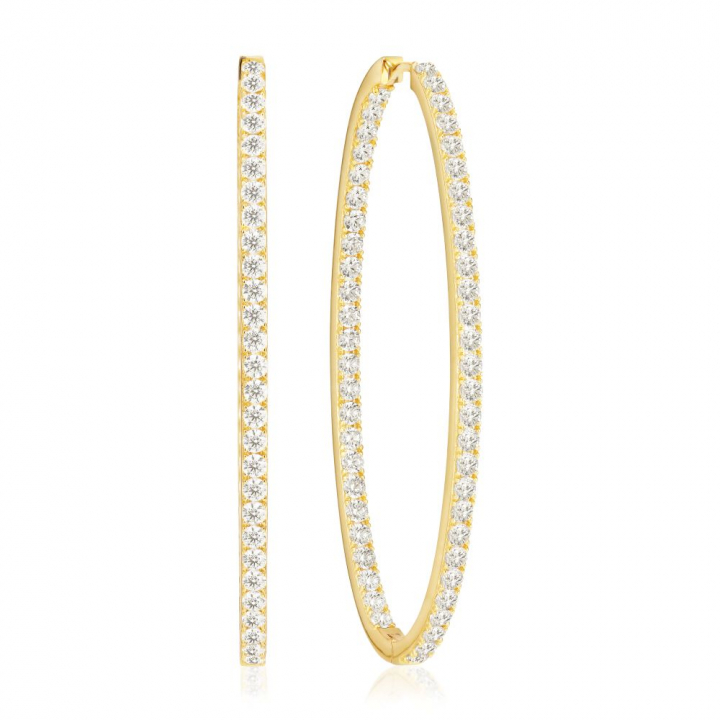 Ellisse Grande - 18k Goldpläterade, med vita zirkoner Earring in the group Earrings / Gold Earrings at SCANDINAVIAN JEWELRY DESIGN (SJ-E2314-CZ-YG)