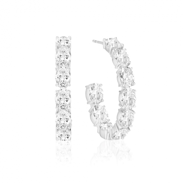 Ellisse - med vita zirkoner Earring in the group Earrings / Silver Earrings at SCANDINAVIAN JEWELRY DESIGN (SJ-E2319-CZ)