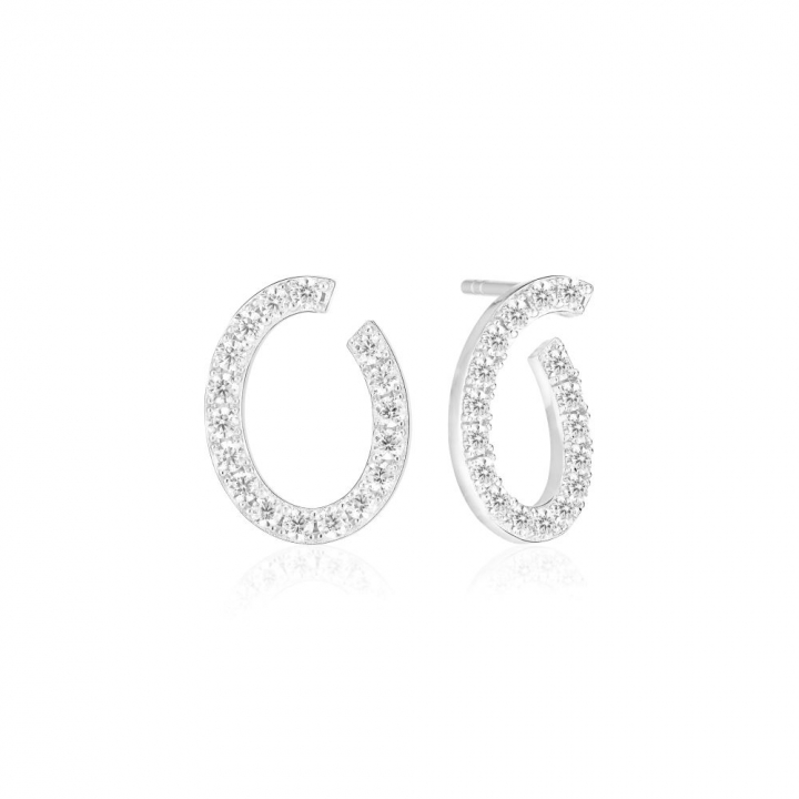 Ellisse Ovale - med vita zirkoner Earring in the group Earrings / Silver Earrings at SCANDINAVIAN JEWELRY DESIGN (SJ-E2321-CZ)