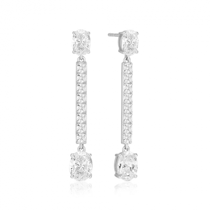 Ellisse Lungo - med vita zirkoner Earring in the group Earrings / Silver Earrings at SCANDINAVIAN JEWELRY DESIGN (SJ-E2322-CZ)