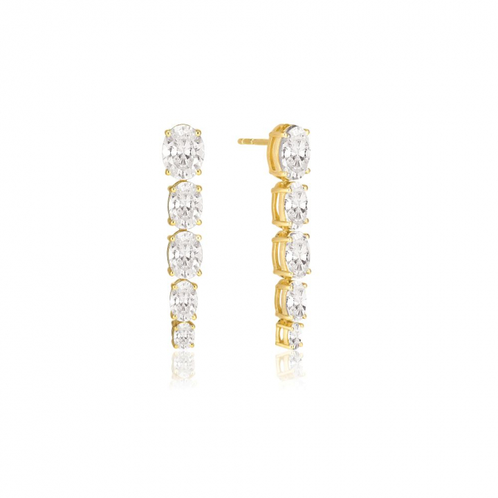 Ellisse Cinque - 18k Goldpläterade, med vita zirkoner Earring in the group Earrings / Gold Earrings at SCANDINAVIAN JEWELRY DESIGN (SJ-E2323-CZ-YG)