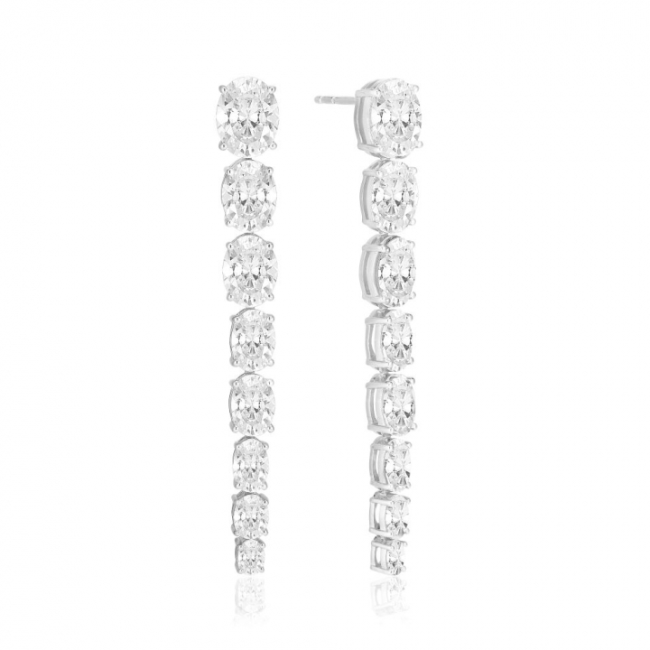 Ellisse Lungo Otto - med vita zirkoner Earring in the group Earrings / Silver Earrings at SCANDINAVIAN JEWELRY DESIGN (SJ-E2324-CZ)