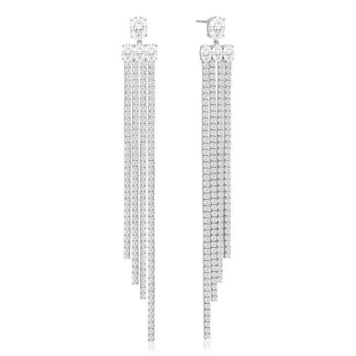 Ellisse Lungo Grande - med vita zirkoner Earring in the group Earrings / Silver Earrings at SCANDINAVIAN JEWELRY DESIGN (SJ-E2328-CZ)