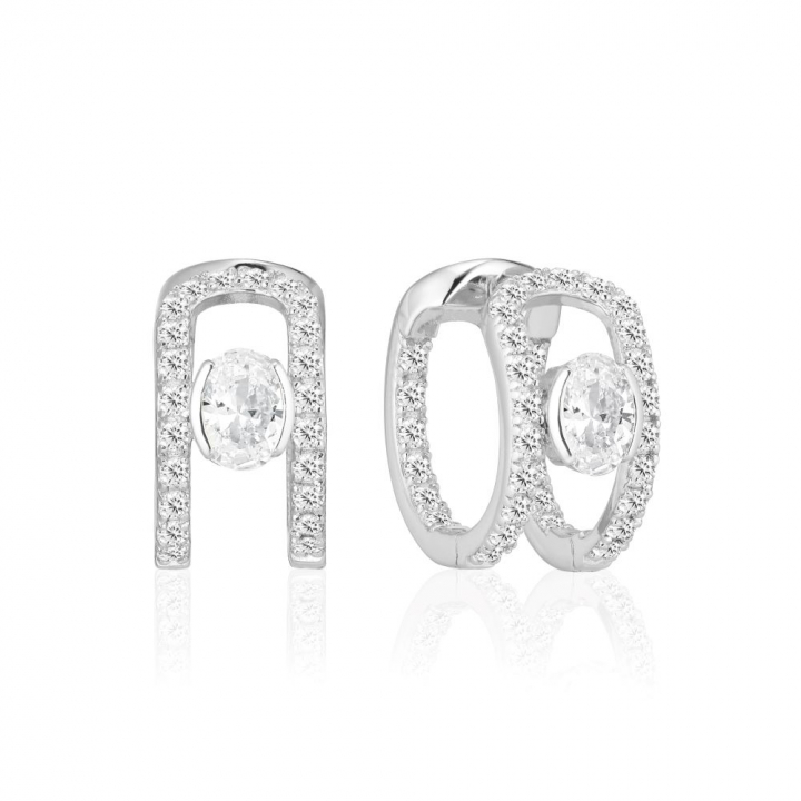 Ellisse Carezza Creolo - med vita zirkoner Earring in the group Earrings / Silver Earrings at SCANDINAVIAN JEWELRY DESIGN (SJ-E2352-CZ)