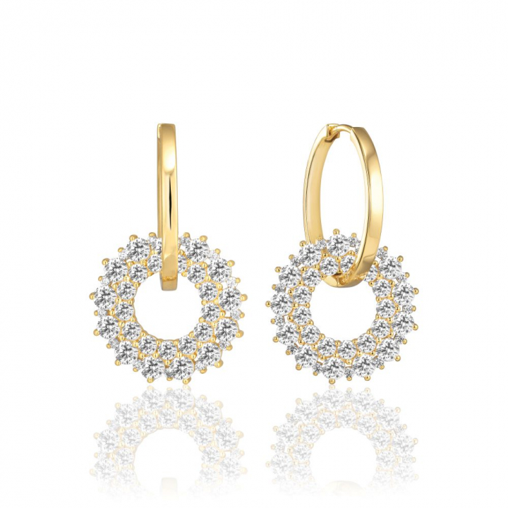 LIVIGNO DUE EARRINGS Gold in the group Earrings / Gold Earrings at SCANDINAVIAN JEWELRY DESIGN (SJ-E2362-CZ-YG)