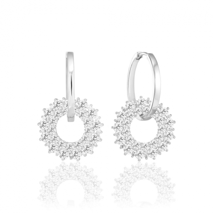 LIVIGNO DUE EARRINGS Silver in the group Earrings / Silver Earrings at SCANDINAVIAN JEWELRY DESIGN (SJ-E2362-CZ)
