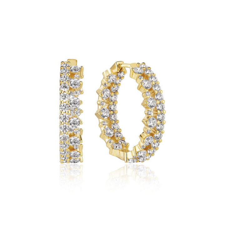 LIVIGNO CREOLO GRANDE EARRINGS Gold in the group Earrings / Gold Earrings at SCANDINAVIAN JEWELRY DESIGN (SJ-E2364-CZ-YG)