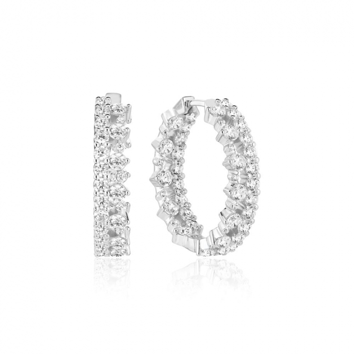 LIVIGNO CREOLO GRANDE EARRINGS Silver in the group Earrings / Silver Earrings at SCANDINAVIAN JEWELRY DESIGN (SJ-E2364-CZ)