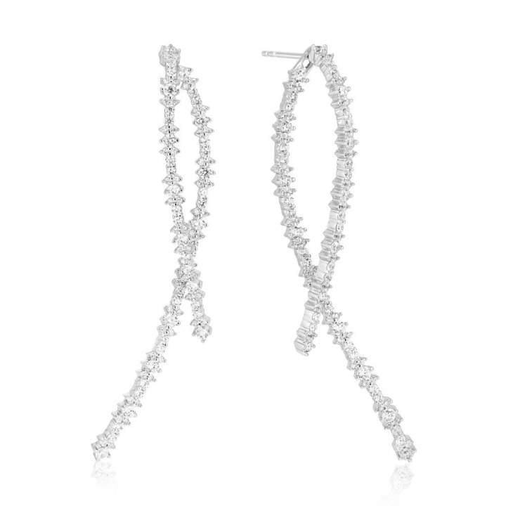 LIVIGNO LUNGO EARRINGS Silver in the group Earrings / Silver Earrings at SCANDINAVIAN JEWELRY DESIGN (SJ-E2368-CZ)