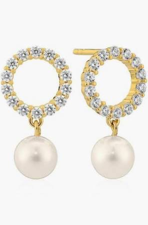 BIELLA PERLA UNO Earring Gold in the group Earrings / Pearl Earrings at SCANDINAVIAN JEWELRY DESIGN (SJ-E2430-PCZ-YG)