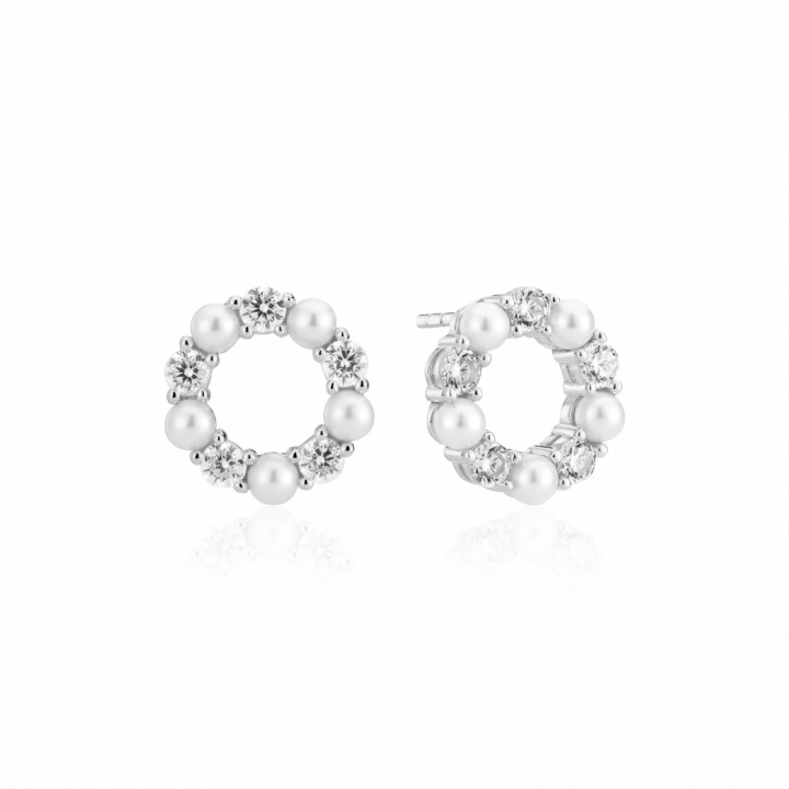 BIELLA PERLA Earrings Silver in the group Earrings / Pearl Earrings at SCANDINAVIAN JEWELRY DESIGN (SJ-E2432-PCZ)