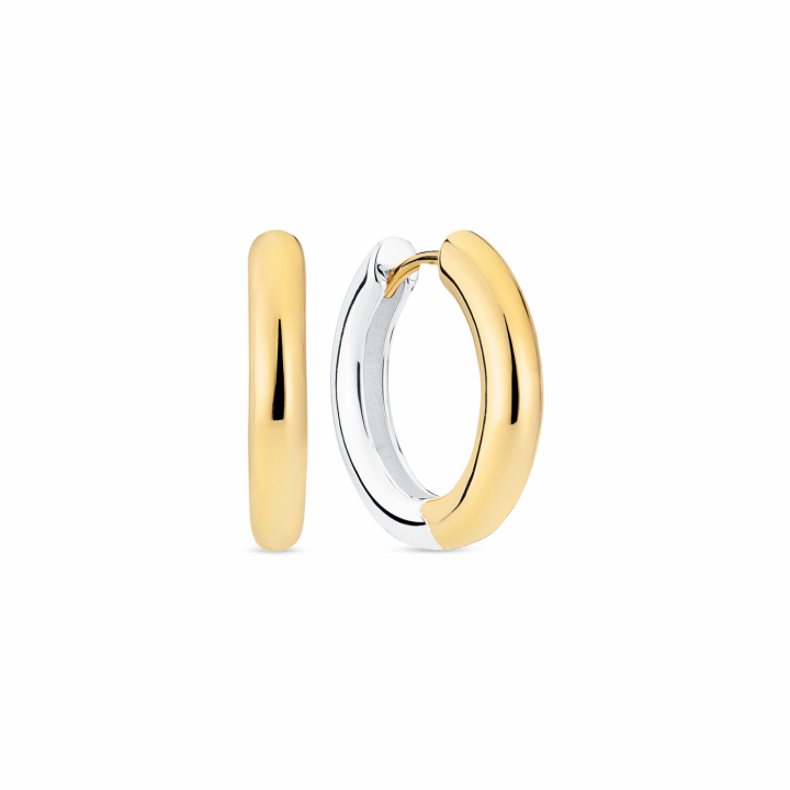 CARRARA PIANURA MEDIO EARRINGS Silver/Gold in the group Earrings / Gold Earrings at SCANDINAVIAN JEWELRY DESIGN (SJ-E2471-2YG)