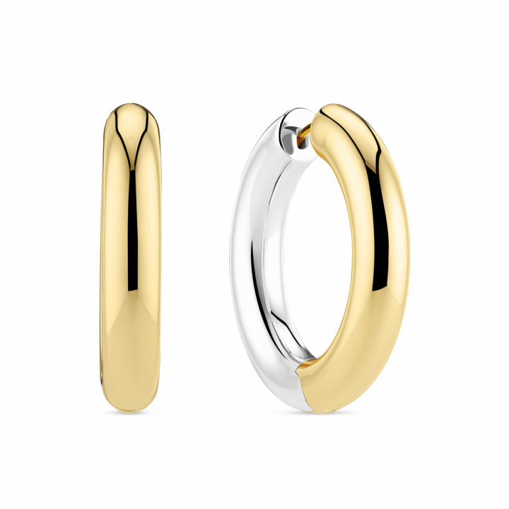 CARRARA PIANURA X-GRANDE EARRINGS Silver/Gold in the group Earrings / Gold Earrings at SCANDINAVIAN JEWELRY DESIGN (SJ-E2476-2YG)