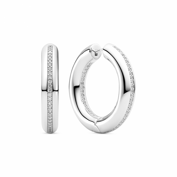 PALERMO MEDIO EARRINGS Silver in the group Earrings / Silver Earrings at SCANDINAVIAN JEWELRY DESIGN (SJ-E2476-CZ)