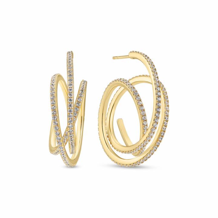 Spirale Grande Earrings gold in the group Earrings / Gold Earrings at SCANDINAVIAN JEWELRY DESIGN (SJ-E2591-CZ-YG)