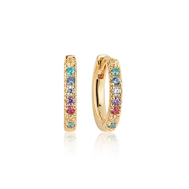 ELLERA MEDIO Earring Multi-coloured Zircons (Gold) in the group Earrings / Gold Earrings at SCANDINAVIAN JEWELRY DESIGN (SJ-E2859-XCZYG)