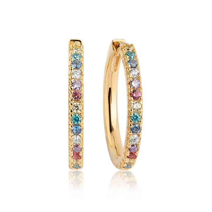 ELLERA GRANDE Earring Multi-coloured Zircons (Gold) in the group Earrings / Gold Earrings at SCANDINAVIAN JEWELRY DESIGN (SJ-E2869-XCZYG)