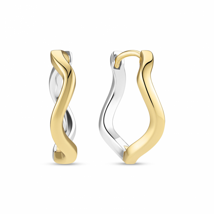 ELLERA WAVES PIANURA GRANDE EARRINGS Silver/Gold in the group Earrings / Gold Earrings at SCANDINAVIAN JEWELRY DESIGN (SJ-E3869-2YG)