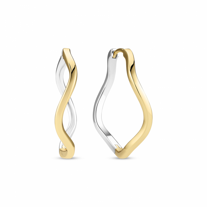 ELLERA WAVES PIANURA X-GRANDE EARRINGS Silver/Gold in the group Earrings / Gold Earrings at SCANDINAVIAN JEWELRY DESIGN (SJ-E3879-2YG)