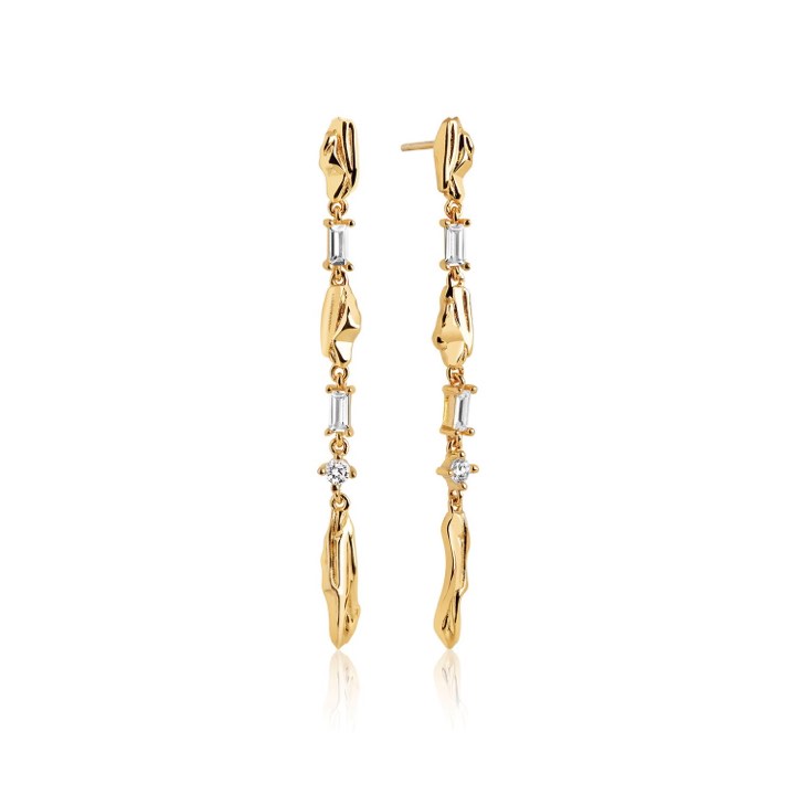 VULCANELLO LUNGO GRANDE Earring White Zirkoner (Gold) in the group Earrings / Gold Earrings at SCANDINAVIAN JEWELRY DESIGN (SJ-E42031-CZ-SG)