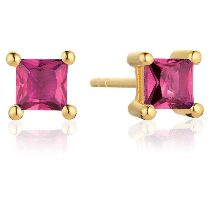 ELLERA QUADRATO Earring in the group Earrings / Gold Earrings at SCANDINAVIAN JEWELRY DESIGN (SJ-E42277-PKCZ-YG)