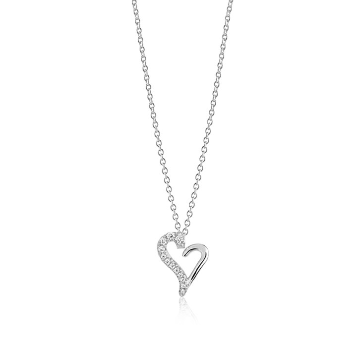 VALENTINE NECKALCE White Zirkoner (silver) in the group Necklaces / Silver Necklaces at SCANDINAVIAN JEWELRY DESIGN (SJ-N12030-CZ-SS)