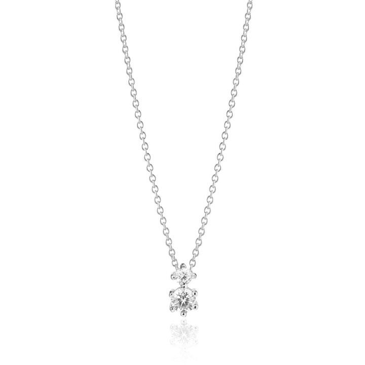 RIMINI DUE Necklaces White Zirkonia (silver) in the group Necklaces / Silver Necklaces at SCANDINAVIAN JEWELRY DESIGN (SJ-N22116-CZ-SS)