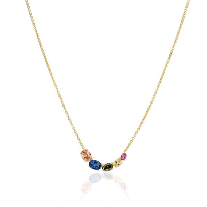 Ellisse Cinque - 18k Goldpläterad, med multifärgade zirkoner Necklaces in the group Necklaces / Gold Necklaces at SCANDINAVIAN JEWELRY DESIGN (SJ-N2332-XCZ-YG)