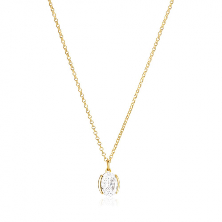 Ellisse Carezza - 18k Goldpläterad, med vita zirkoner Necklaces in the group Necklaces / Gold Necklaces at SCANDINAVIAN JEWELRY DESIGN (SJ-N2353-CZ-YG)