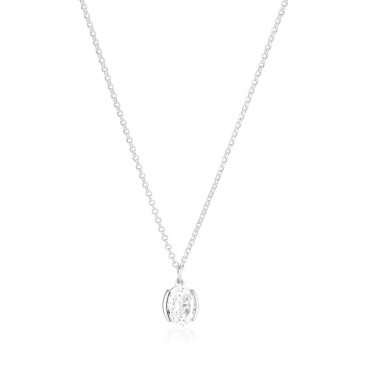 Ellisse Carezza - med vita zirkoner Necklaces in the group Necklaces / Silver Necklaces at SCANDINAVIAN JEWELRY DESIGN (SJ-N2353-CZ)