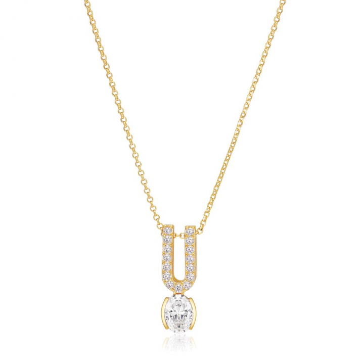 Ellisse Carezza ino - 18k Goldpläterad, med vita zirkoner Necklaces in the group Necklaces / Gold Necklaces at SCANDINAVIAN JEWELRY DESIGN (SJ-N2354-CZ-YG)