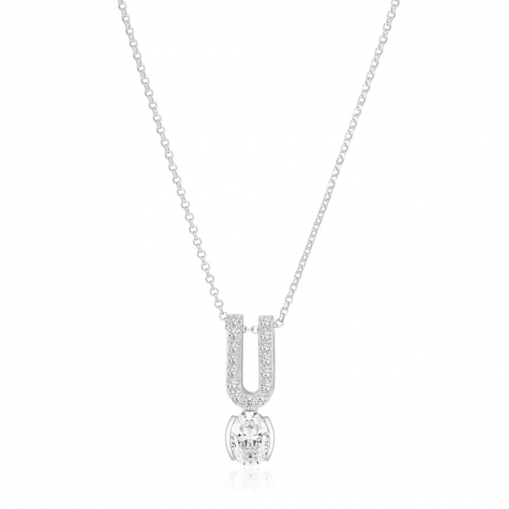 Ellisse Carezza Uno - med vita zirkoner Necklaces in the group Necklaces / Silver Necklaces at SCANDINAVIAN JEWELRY DESIGN (SJ-N2354-CZ)