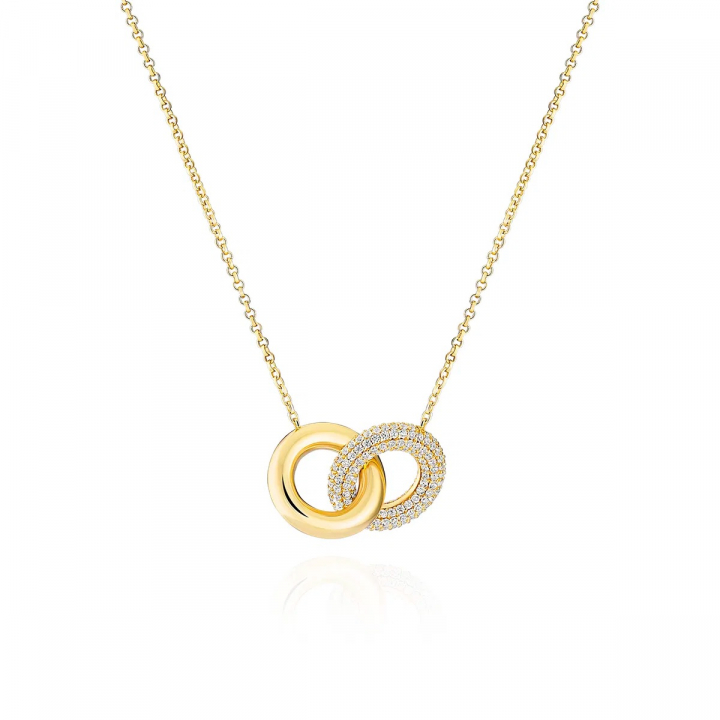 CARRARA DUE PICCOLO Gold in the group Necklaces / Gold Necklaces at SCANDINAVIAN JEWELRY DESIGN (SJ-N2477-CZ-YG)