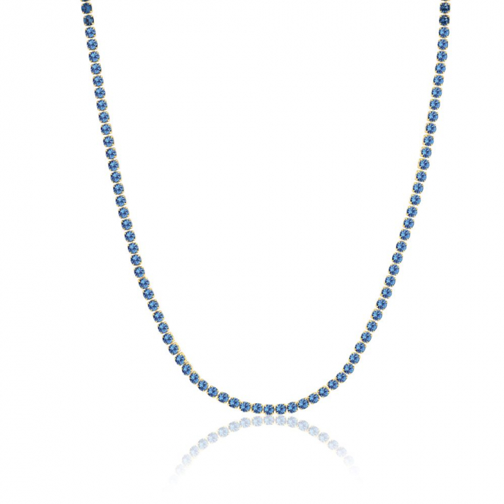 Ellera Grande - 18k Goldpläterad, med blåa zirkoner Necklaces in the group Necklaces / Gold Necklaces at SCANDINAVIAN JEWELRY DESIGN (SJ-N2872-BLCZ-YG-43)
