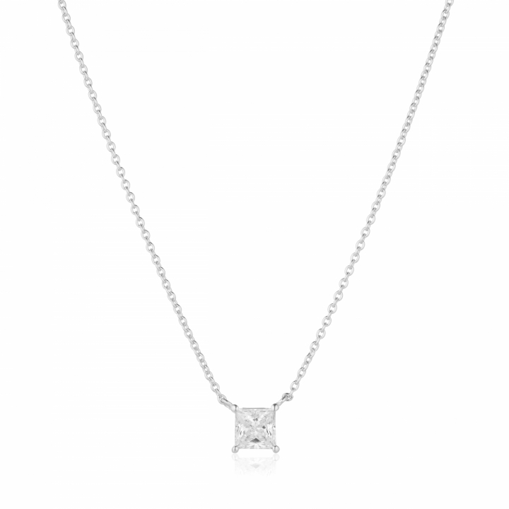 ELLERA QUADRATO Necklaces Vita Zirkoner Silver in the group Necklaces / Silver Necklaces at SCANDINAVIAN JEWELRY DESIGN (SJ-N42279-CZ)