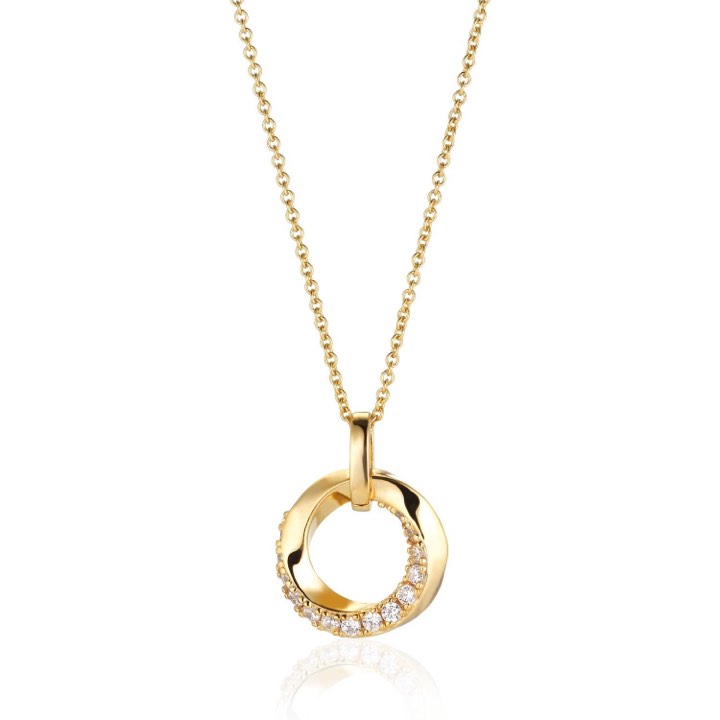 FERRARA Necklaces White Zirkoner (Gold) 38-45 cm in the group Necklaces / Gold Necklaces at SCANDINAVIAN JEWELRY DESIGN (SJ-P1211-CZ-SG38-45)