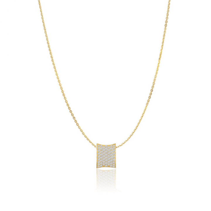 Feline Concavo - 18k Goldpläterad, med vita zirkoner Necklaces in the group Necklaces / Gold Necklaces at SCANDINAVIAN JEWELRY DESIGN (SJ-P2391-CZ-YG)