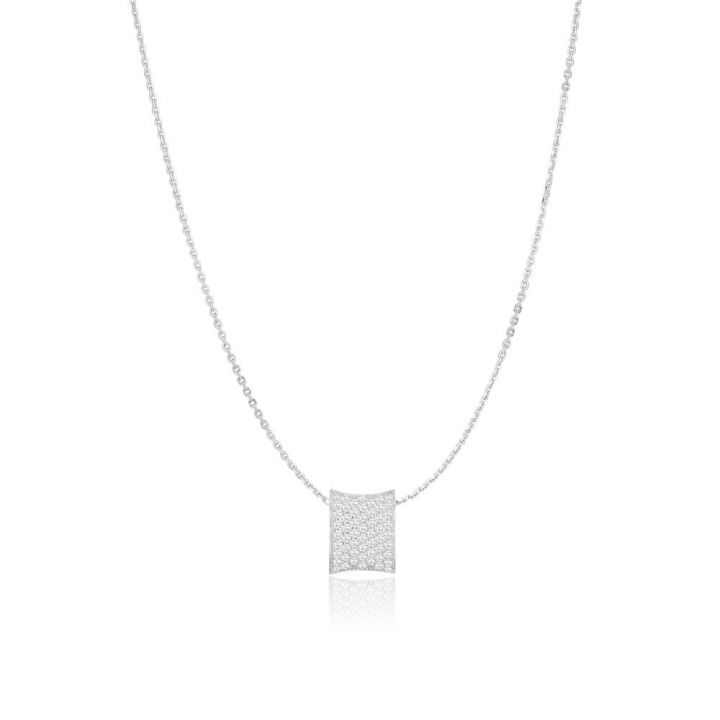 Feline Concavo - med vita zirkoner Necklaces in the group Necklaces / Silver Necklaces at SCANDINAVIAN JEWELRY DESIGN (SJ-P2391-CZ)