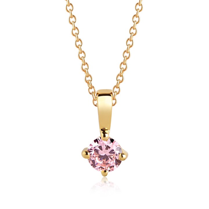PRINCESS PICCOLO Necklaces pink Zirkoner (Gold) 45 cm in the group Necklaces / Gold Necklaces at SCANDINAVIAN JEWELRY DESIGN (SJ-P4MMRD-PKYG45)