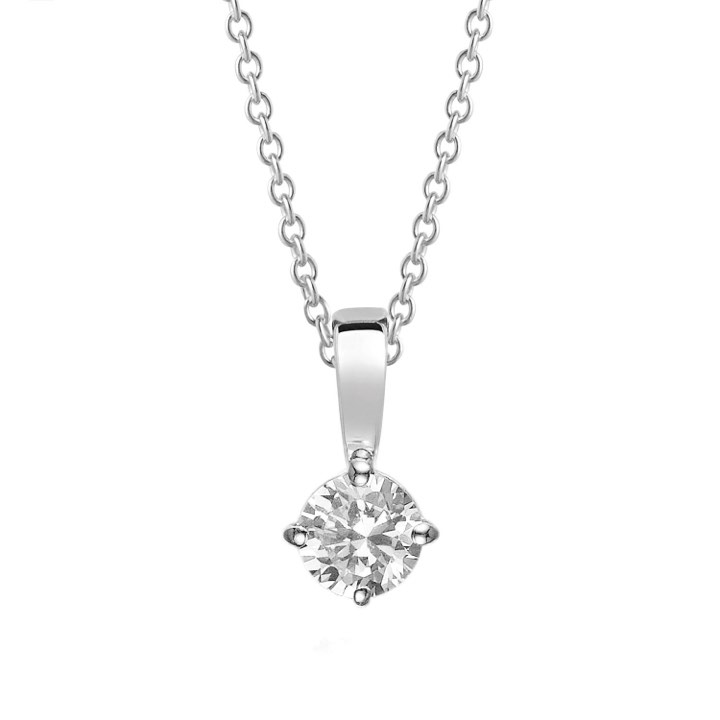 PRINCESS ROUND Necklaces White Zirkoner (silver) 45 cm in the group Necklaces / Silver Necklaces at SCANDINAVIAN JEWELRY DESIGN (SJ-P6MMRD-CZ45)