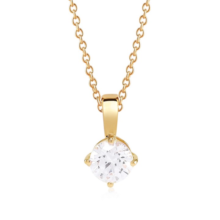 PRINCESS ROUND Necklaces White Zirkoner (Gold) 45 cm in the group Necklaces / Gold Necklaces at SCANDINAVIAN JEWELRY DESIGN (SJ-P8MMRD-CZYG45)
