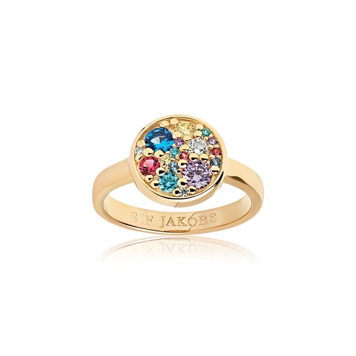 NOVARA ring Multi-coloured Zircons (Gold) in the group Rings / Gold Rings at SCANDINAVIAN JEWELRY DESIGN (SJ-R1056-XCZYG)