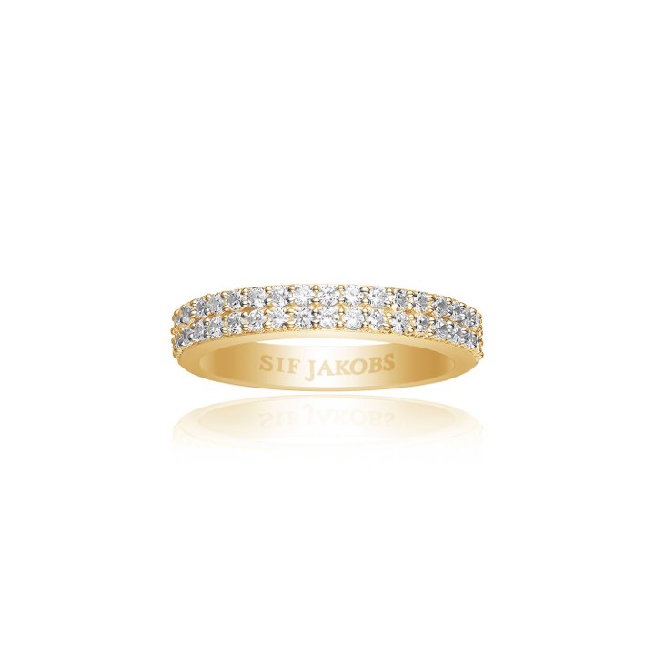 CORTE DUE ring White Zirkoner (Gold) in the group Rings / Gold Rings at SCANDINAVIAN JEWELRY DESIGN (SJ-R10762-CZYG)