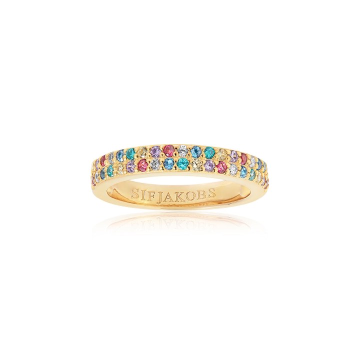 CORTE DUE ring Multi-coloured Zircons (Gold) in the group Rings / Gold Rings at SCANDINAVIAN JEWELRY DESIGN (SJ-R10762-XCZYG)