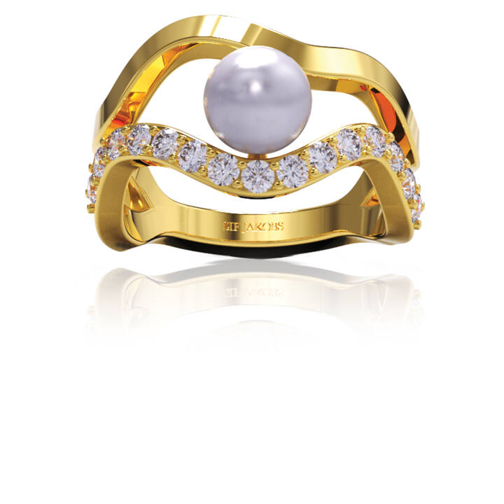 PONZA Ring Gold in the group Rings / Pearl Rings at SCANDINAVIAN JEWELRY DESIGN (SJ-R12363-PCZ-YG)