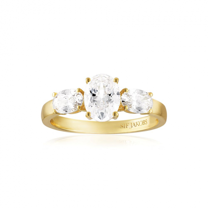 Ellisse Tre - 18k Goldpläterad, med vita zirkoner Ring  in the group Rings / Gold Rings at SCANDINAVIAN JEWELRY DESIGN (SJ-R2340-CZ-YG)